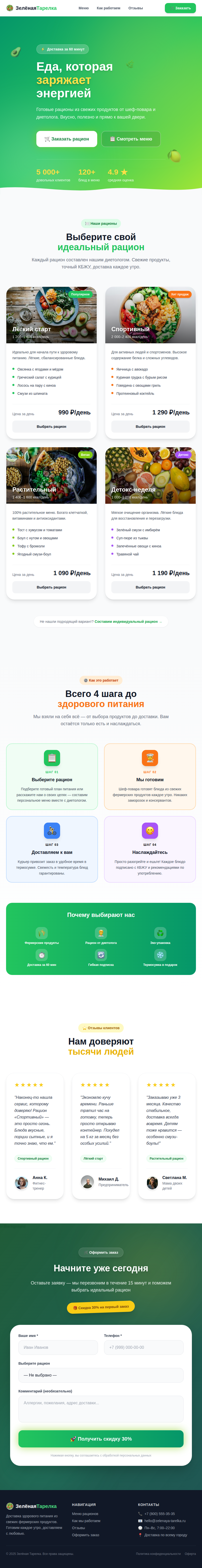 Лендинг здорового питания